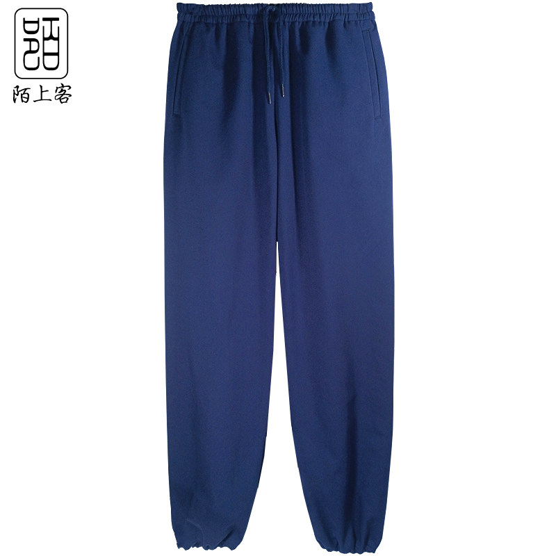 太极服秋冬加绒太极裤加厚女亚麻B保暖武术裤宽松晨练灯笼裤练功
