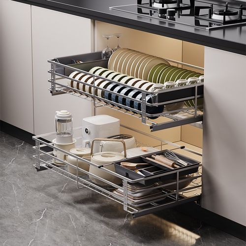 浅拉篮350 400深拉篮500深600橱柜800碗篮750抽屉式550不锈钢碗架