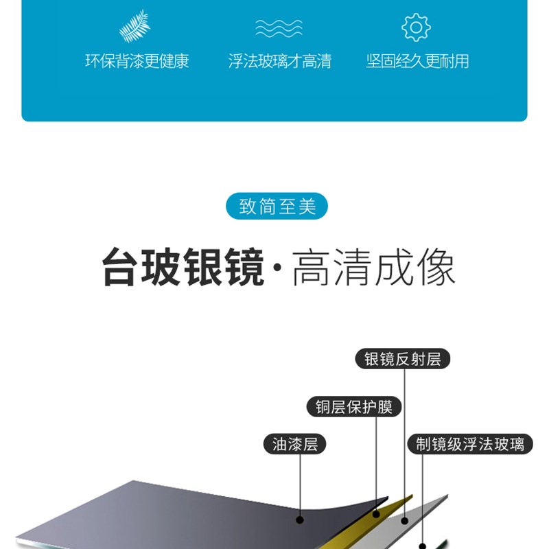 浴室镜子贴墙自粘家用小型免打孔不会碎洗漱台卫生间厕所挂墙贴片