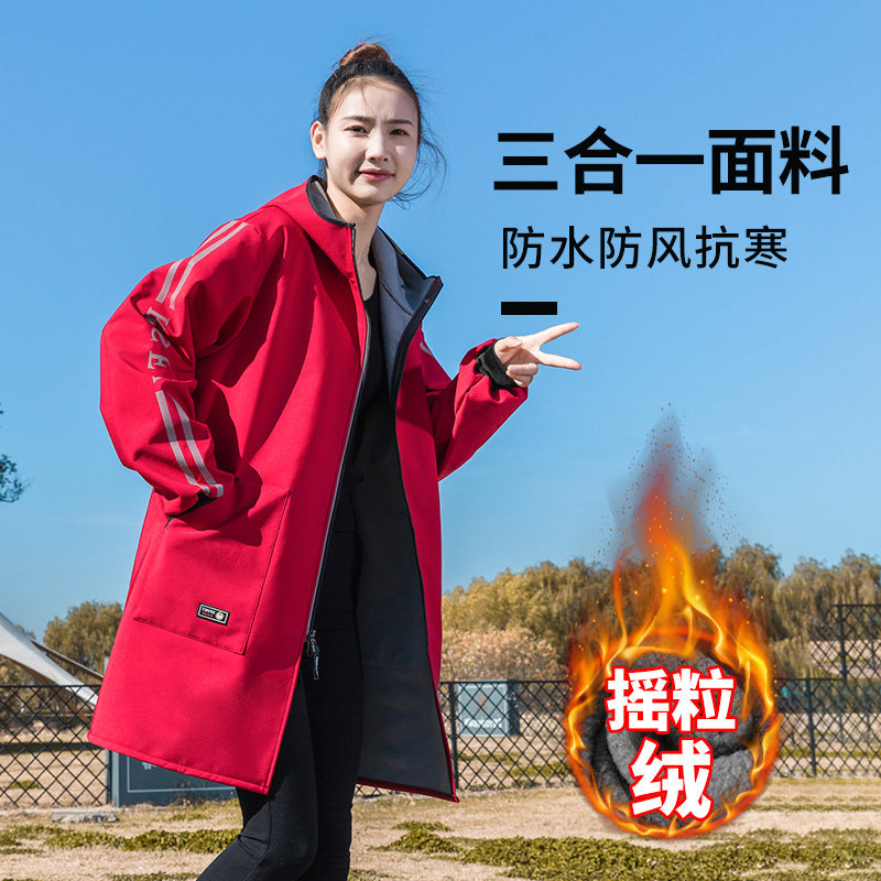 冬季外穿工作服加绒加厚成人罩衣防水防尘家用厨房围裙男长袖女士