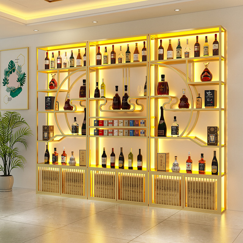 铁艺酒架烟酒柜展示架酒庄红酒柜落地白J酒展示柜靠墙葡萄酒架商