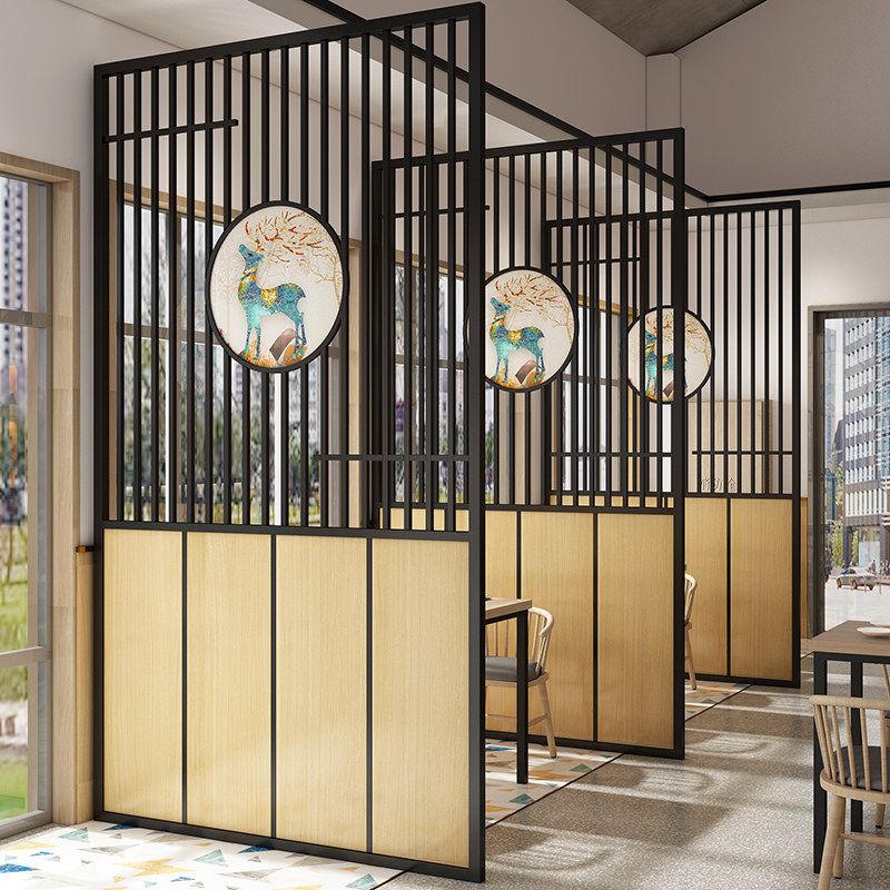 铁艺火锅店围栏客饭厅隔断办公屏风工业风网格玄关酒吧背景墙镂空