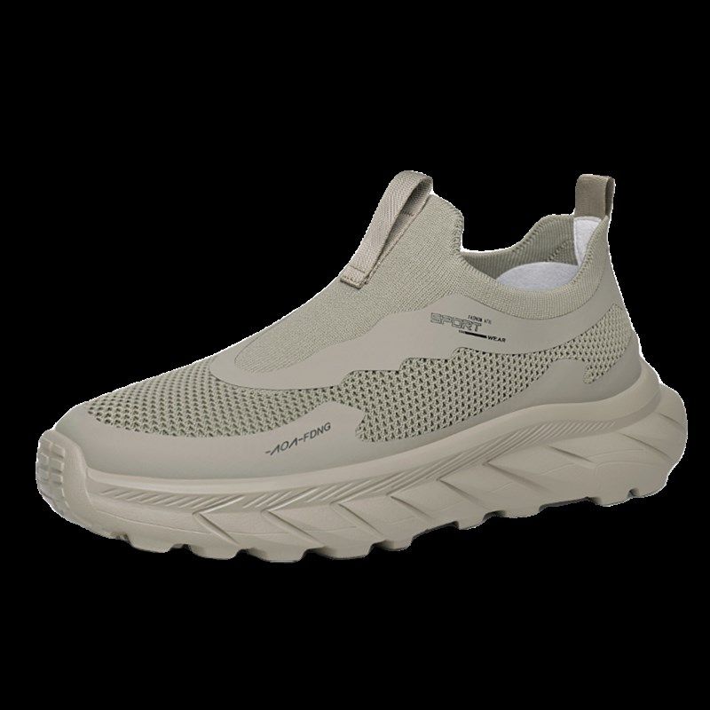 男鞋春季新款透气防臭飞织网面一脚蹬软底增高男士休闲运动鞋子潮