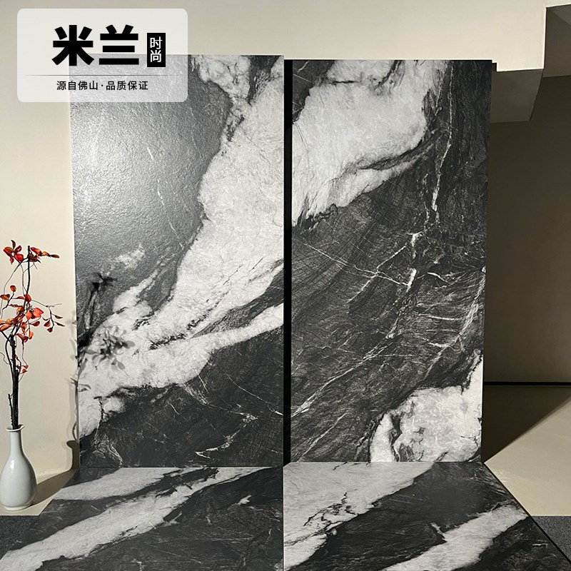 黑色大花纹高档别墅酒店会r所大厅地砖卫生间浴室墙砖600X1200哑
