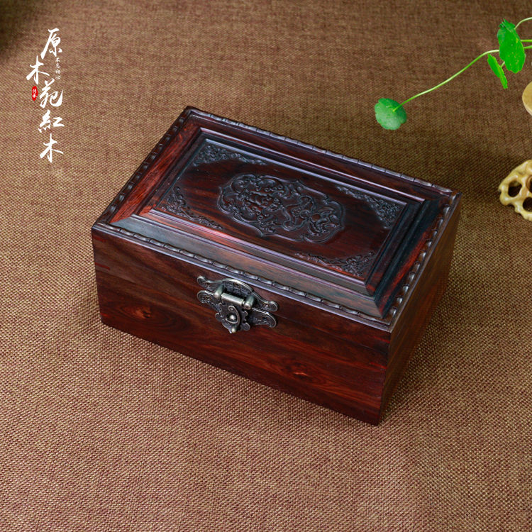 红酸枝首饰盒 红木收纳盒中式木制仿古饰品盒S装饰盒婚嫁小木盒