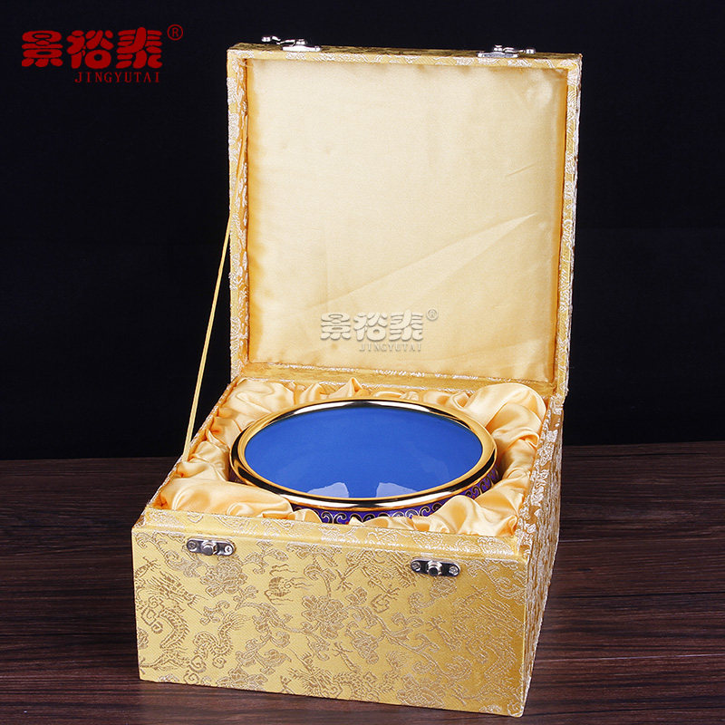 景泰蓝招财转运缸聚宝盆铜胎掐丝送老外朋友长辈外事乔迁礼品摆件