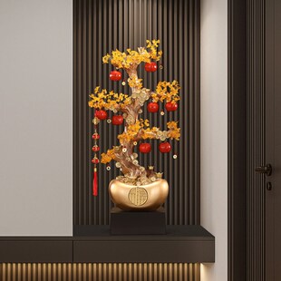 新中式发财树客厅落地大摆件招财大号壁龛装饰高级感乔迁新居礼物