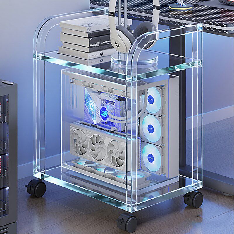 电脑主机托架桌边置物架电竞耳B机放置架可移动台式机箱增高架子