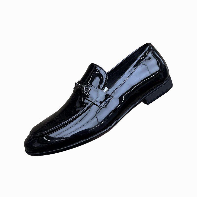 漆皮豆豆鞋男士商务正装皮鞋一脚蹬休闲鞋亮皮百搭时尚套脚男皮鞋