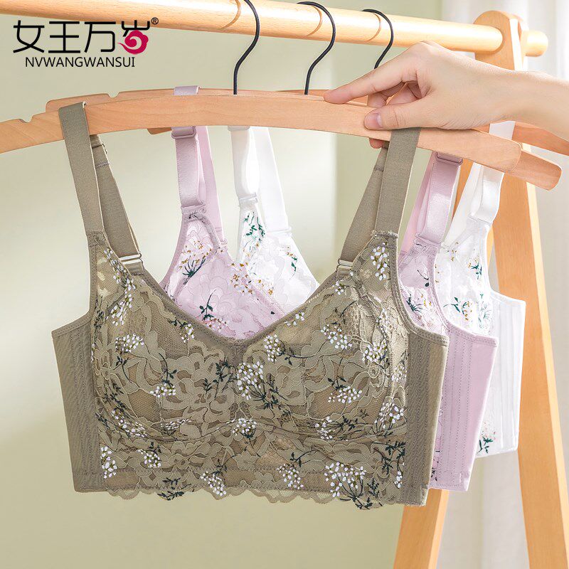 无海绵无钢圈内衣l女纯棉超薄款大胸显小调整型文胸聚拢外扩收副