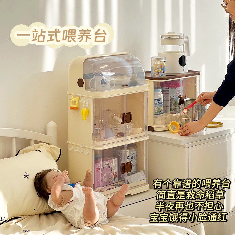 防尘沥水奶瓶置物架宝宝婴儿餐具收纳箱碗筷喂养S台辅食工具收纳