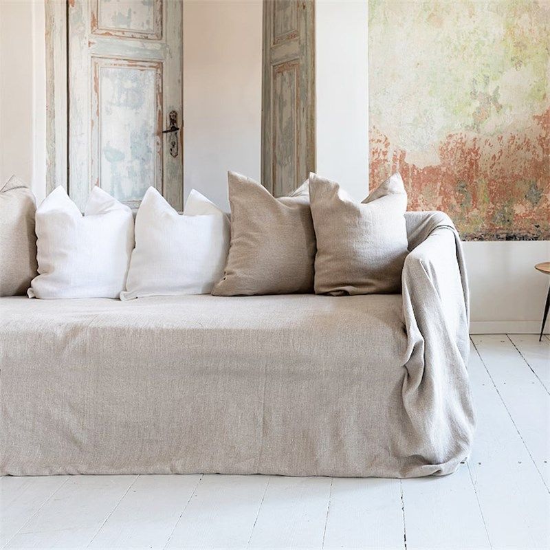 纯亚麻简约风格客厅沙发枕套纯色凸窗靠垫床边办公室靠背与核心定