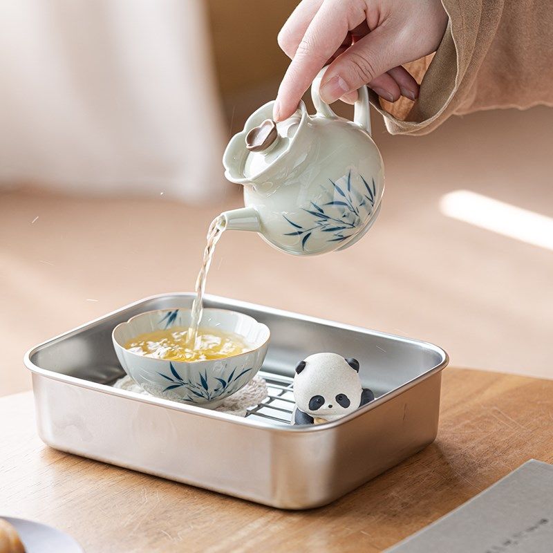画续草木灰手绘竹子茶壶陶瓷茶壶家用茶壶茶杯功夫茶具小憩套装