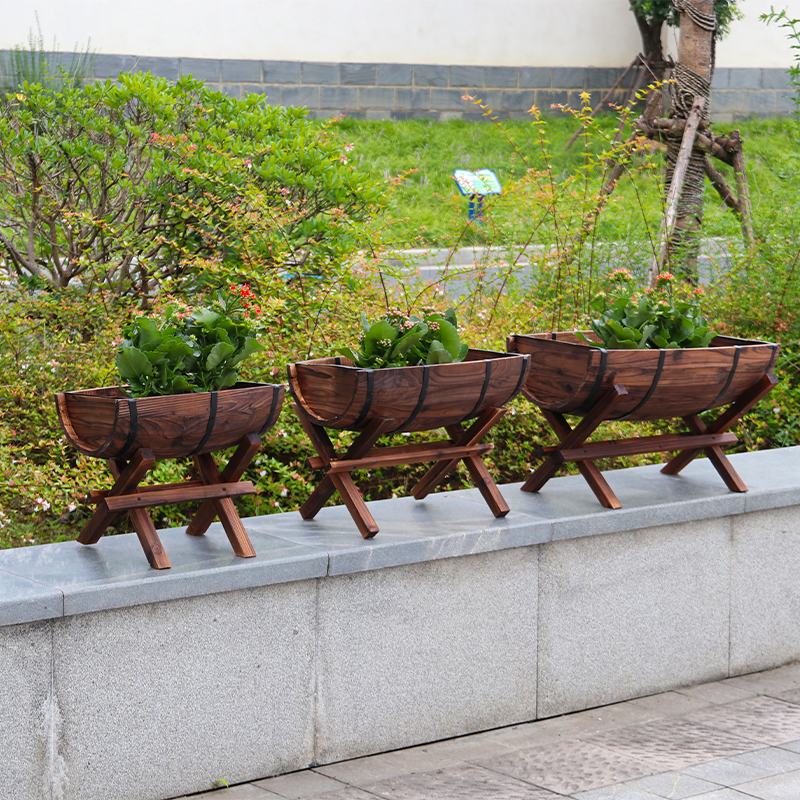 防腐木花箱绿植花盆长方形花卉地面室外桌面户外花槽阳台装饰田园