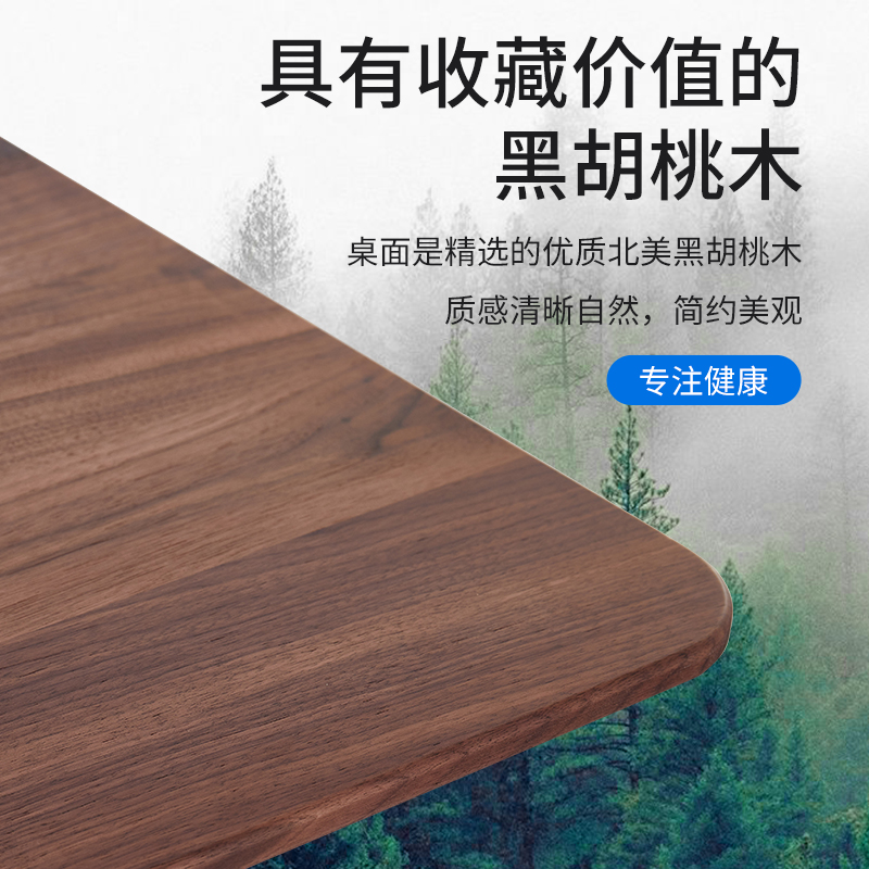 T4Pmax黑胡桃原木电动升降电脑桌站立可调节智能桌家用健康学习桌
