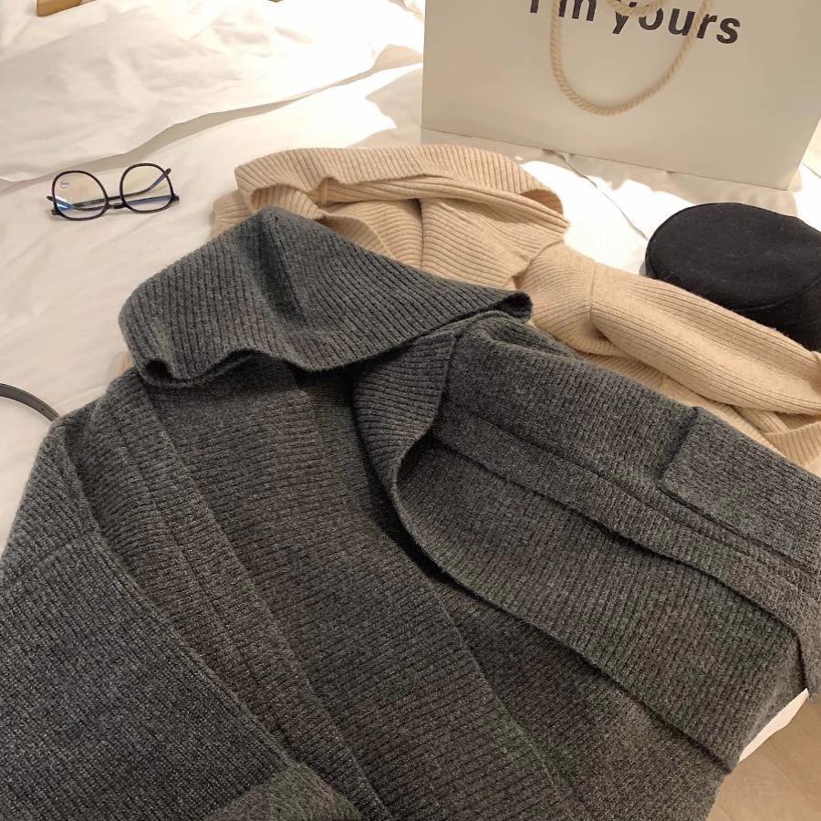 廓形连帽加厚口袋大码针