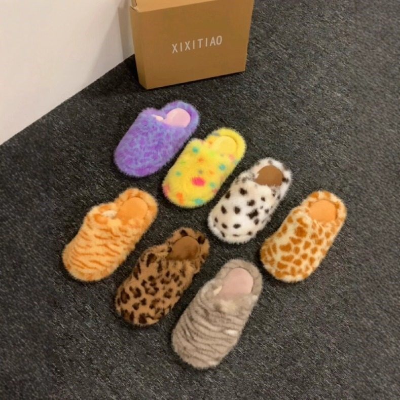 疯狂动物系棉拖鞋女冬季居家室内静音2026新款洋气时尚毛绒外穿