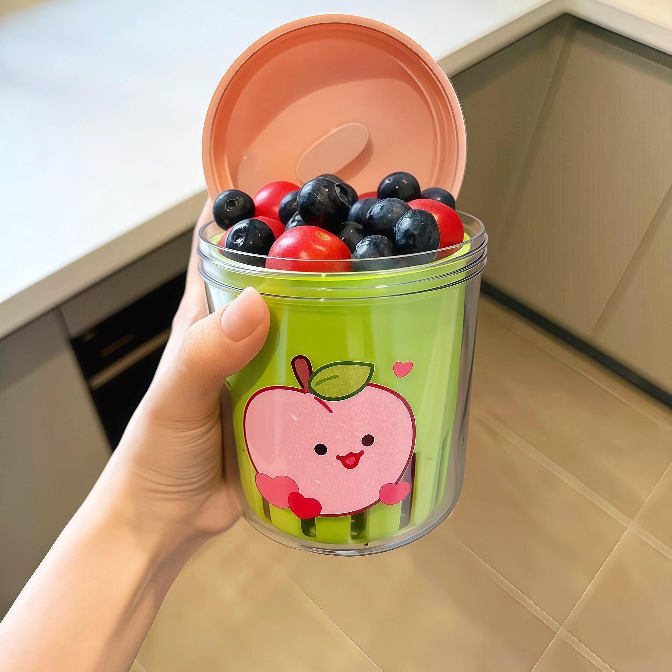 食品级便携式多巴胺水果杯自带叉子保鲜盒密封防漏外出旅行携带