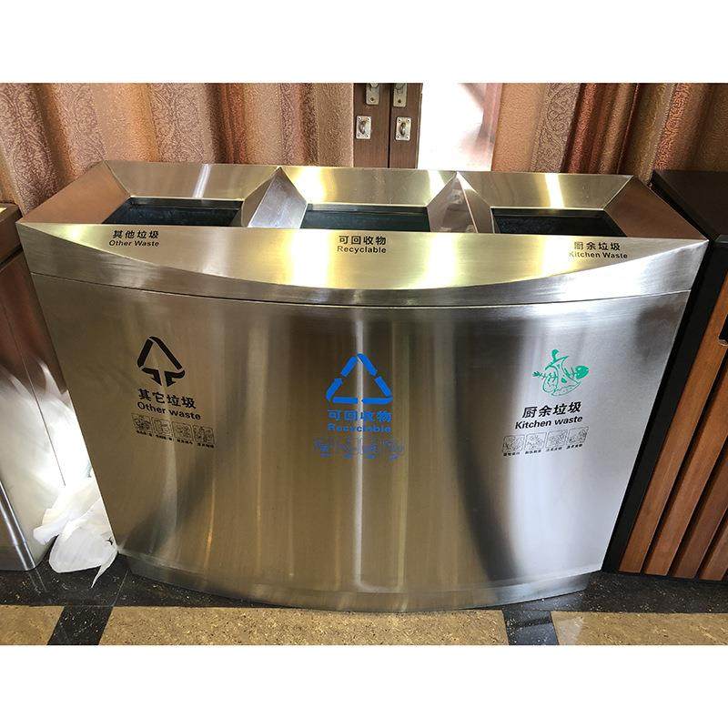 室内上投口酒店商用机场高铁外销三分类不锈钢垃圾桶150L三连桶,家庭/个人清洁工具,垃圾桶,淘宝优惠券,粉丝福利购,淘宝优惠卷