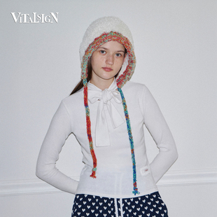 VitalSign早秋女款衬衫印花圆领休闲百搭套头长袖上衣