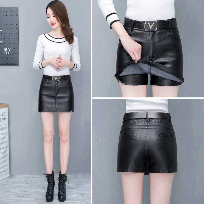 皮裙女2020新款高腰半身裙春秋裤裙韩版小皮裙显瘦春季皮短裤女潮