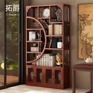 客厅一体靠墙书架落地置物架子多层收纳柜中式非实木博古架展示柜
