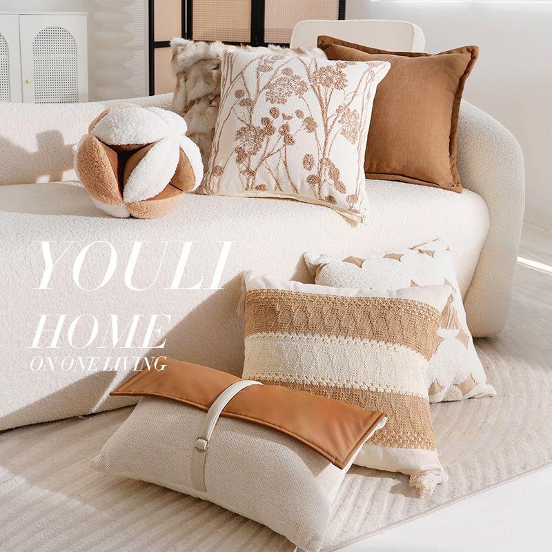 法式古风简约棕色轻奢高级感北欧抱枕套客厅沙发靠枕靠床上飘窗