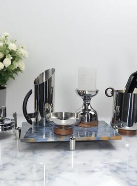 简约现代样板间样品屋展示中心咖啡主题水吧台茶几咖啡壶托盘组合