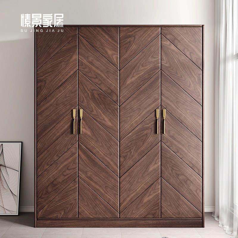 黑胡桃木衣柜全实木卧室家具四门大衣橱简约复古储物柜子独立衣柜,住宅家具,独立衣柜,淘宝优惠券,粉丝福利购,淘宝优惠卷