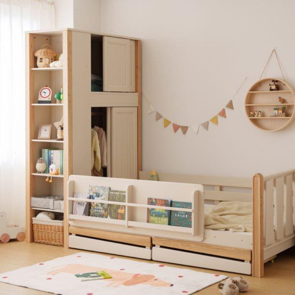 木木源全实木榻榻米儿童床带护栏衣柜床柜一体组合床多功能小户型