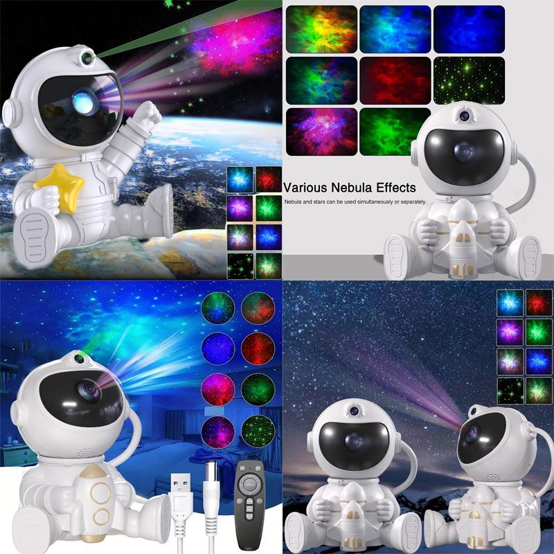 新品 宇航员星空灯抱火箭星星氛围灯航天飞机太空人激光 LED投影