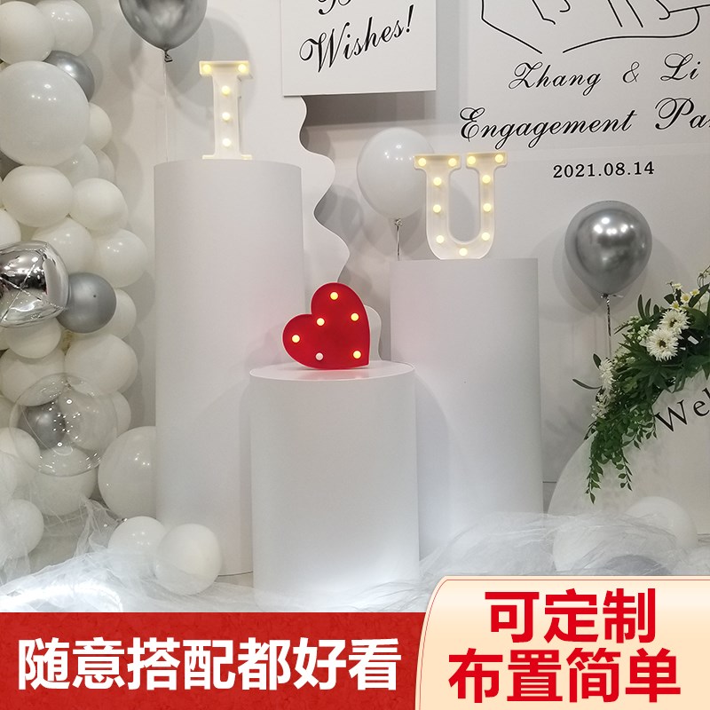 橱窗展示台摆件底座可折叠美陈装饰布置婚庆折纸甜品台圆形罗马柱