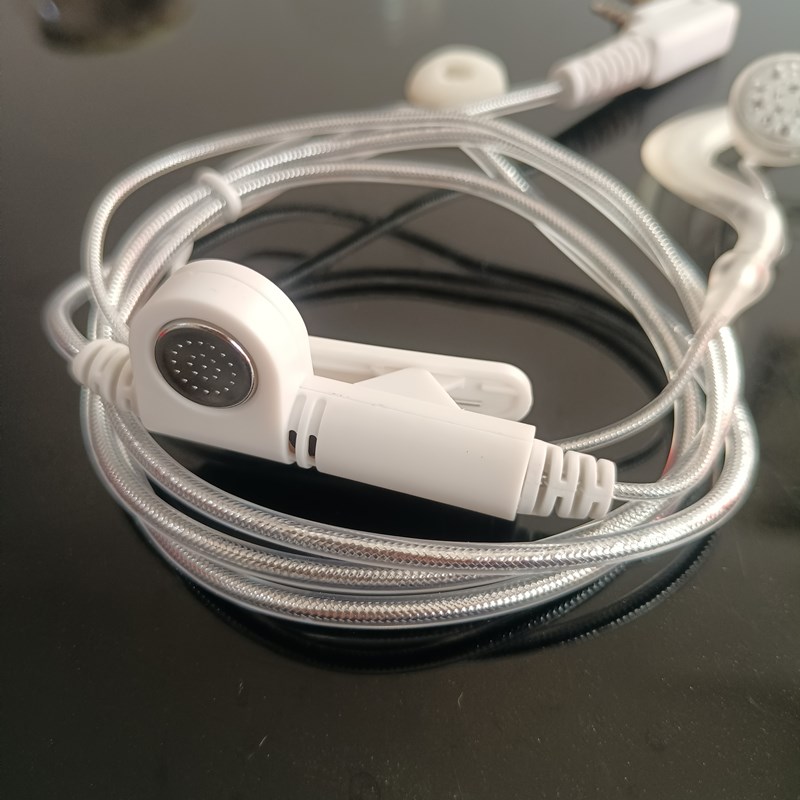 对讲机耳机线白色耳挂式耳塞耳唛K头通用插口适合国产无线电手台