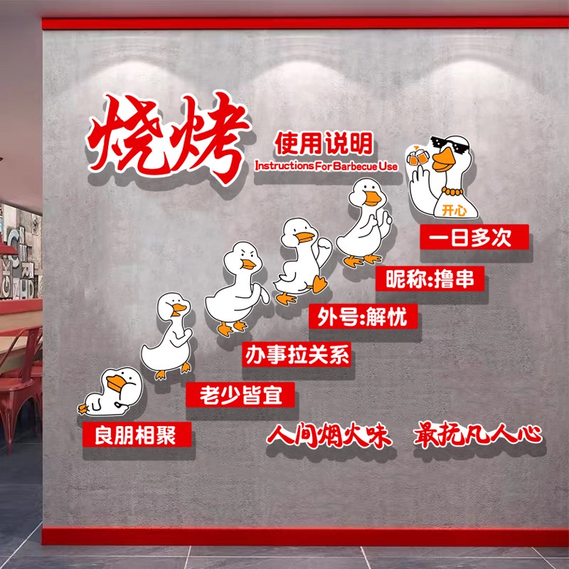 烧烤店墙面装饰创意网红楼梯工业风墙上贴纸画个性文字标语3d立体图片