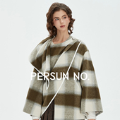 PERSUN 格纹多层领羊毛斗篷大衣 绿野仙踪阔袖 NO.备述冬季 厚款