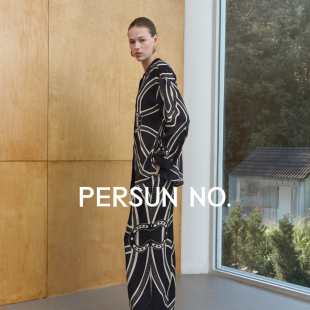 高腰休闲裤 PERSUN 小马图腾真丝可机洗面料时髦阔腿裤 48H NO.