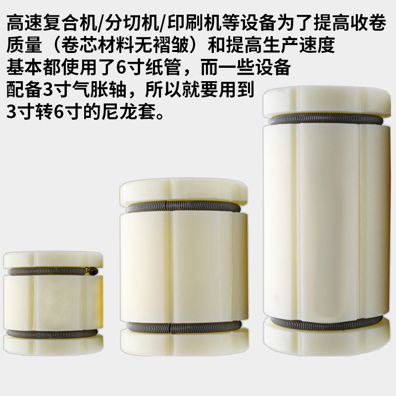 3寸变6寸气胀轴套 复合机收放卷气涨套 尼龙套膨胀套三片式变径套
