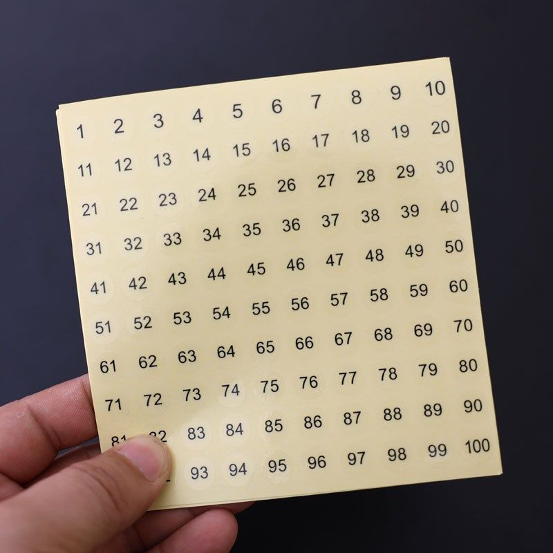 1到200透明不干胶数字标签贴美甲色号贴文件分类DIY创意索引贴纸