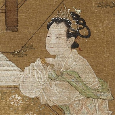 南宋刘松年宫女图工笔画仕女图仿古书画高清复制玄关客厅装饰画框