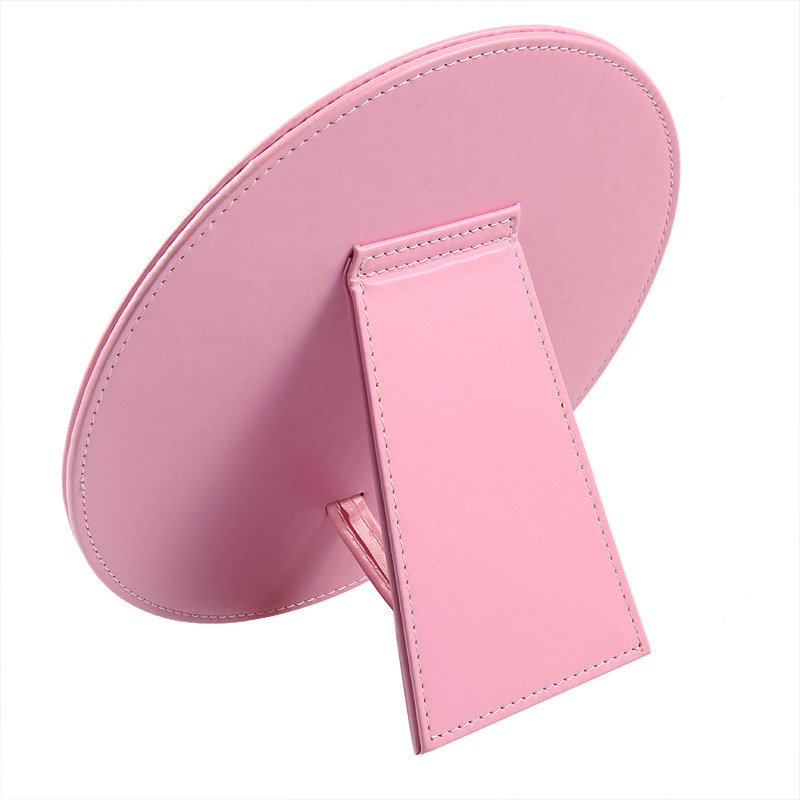 高清时尚圆镜结婚镜台式镜折叠大梳妆镜化妆镜PU皮革镜子婚庆用品