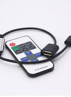 迷你三键RF遥控单色调光器5V射频调闪灯带控制器LED11键USB连接头