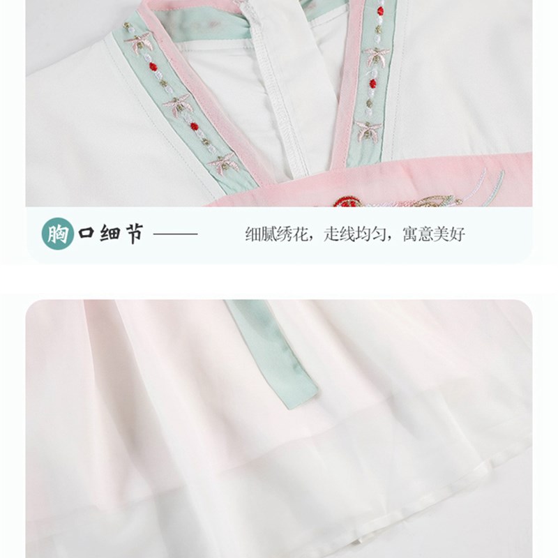 胖女童汉服儿童夏季加肥加大中国风复古裙子中大童长裙短袖连衣裙