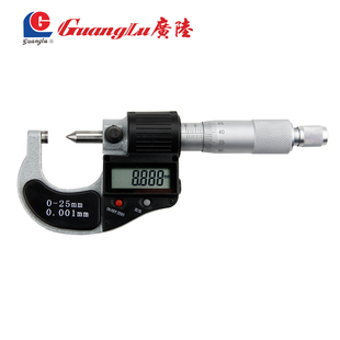 广陆单尖头电子数显外径千分尺0 75mm微米小头0.001