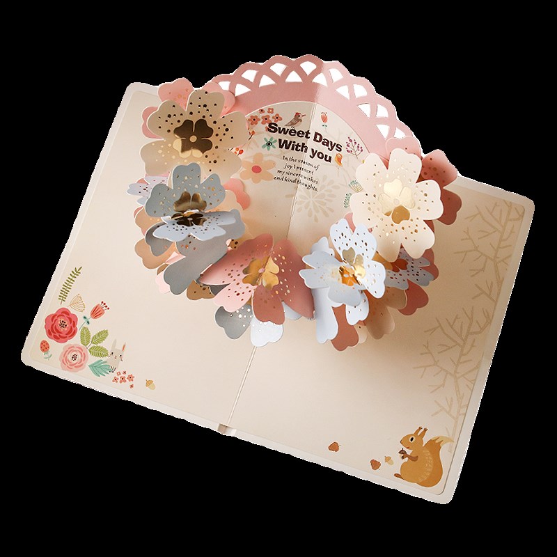 3D立体花瓣生日贺卡高级感祝福创意手写小卡商务信封套装定制卡片