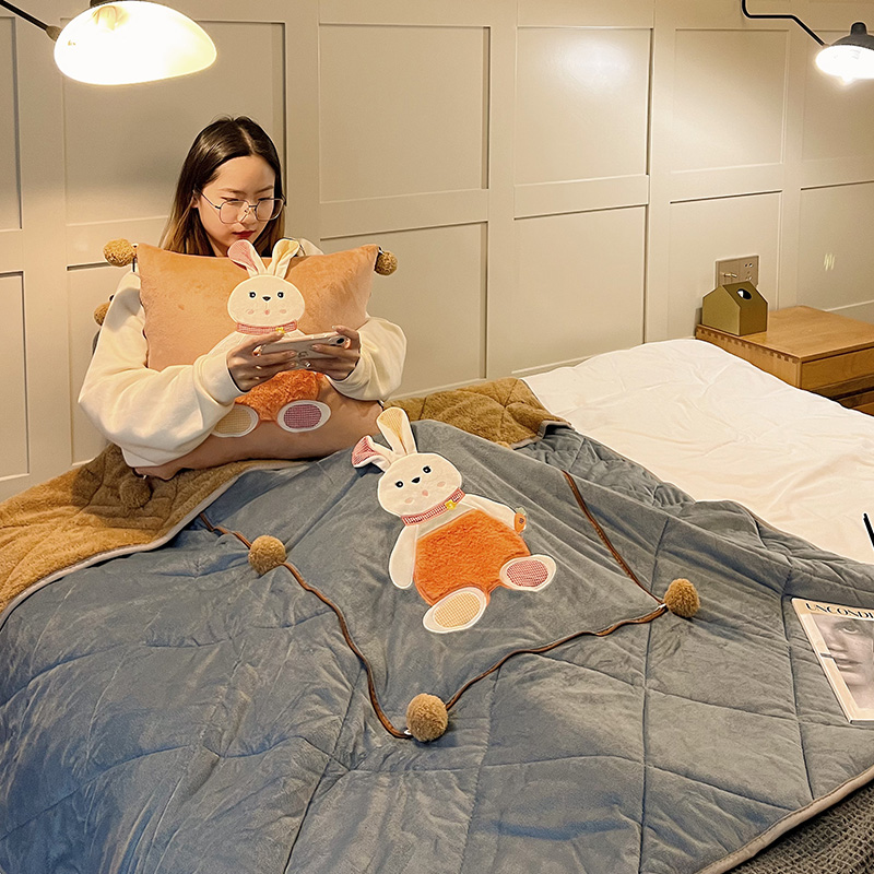 汽车载用毛绒抱枕被子两用二合一沙发客厅办公室午睡枕头被空调毯