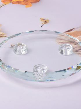 水晶玻璃底座 盘 饰品珠宝展示首饰托盘底托 石头矿标手办酒底座