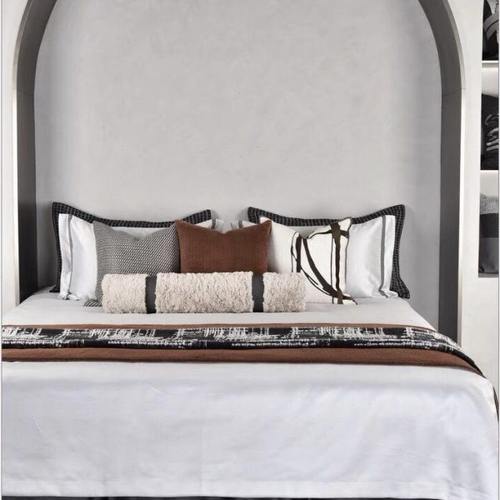 轻奢现代床品样板房间软装公司家具店摆场棕咖色床品可定制12件套