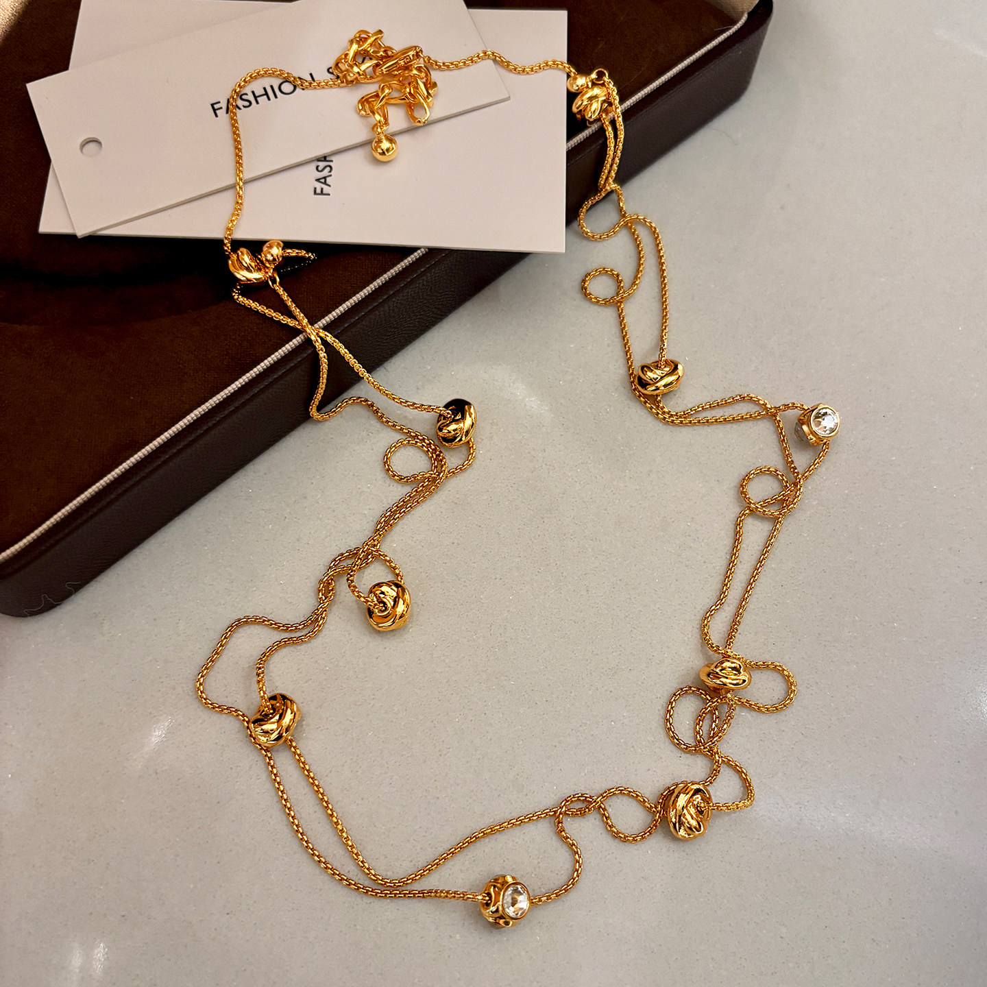 欧美金色长款双层叠戴毛衣项链女轻奢小众设计高级感秋冬复古配饰