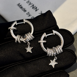 银色时来运转耳环耳钉女2026年新款耳扣耳圈小众轻奢高级感耳饰品