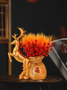 招财一鹿大麦摆件店铺开业收银前台装饰客厅酒柜乔迁新家居送礼品